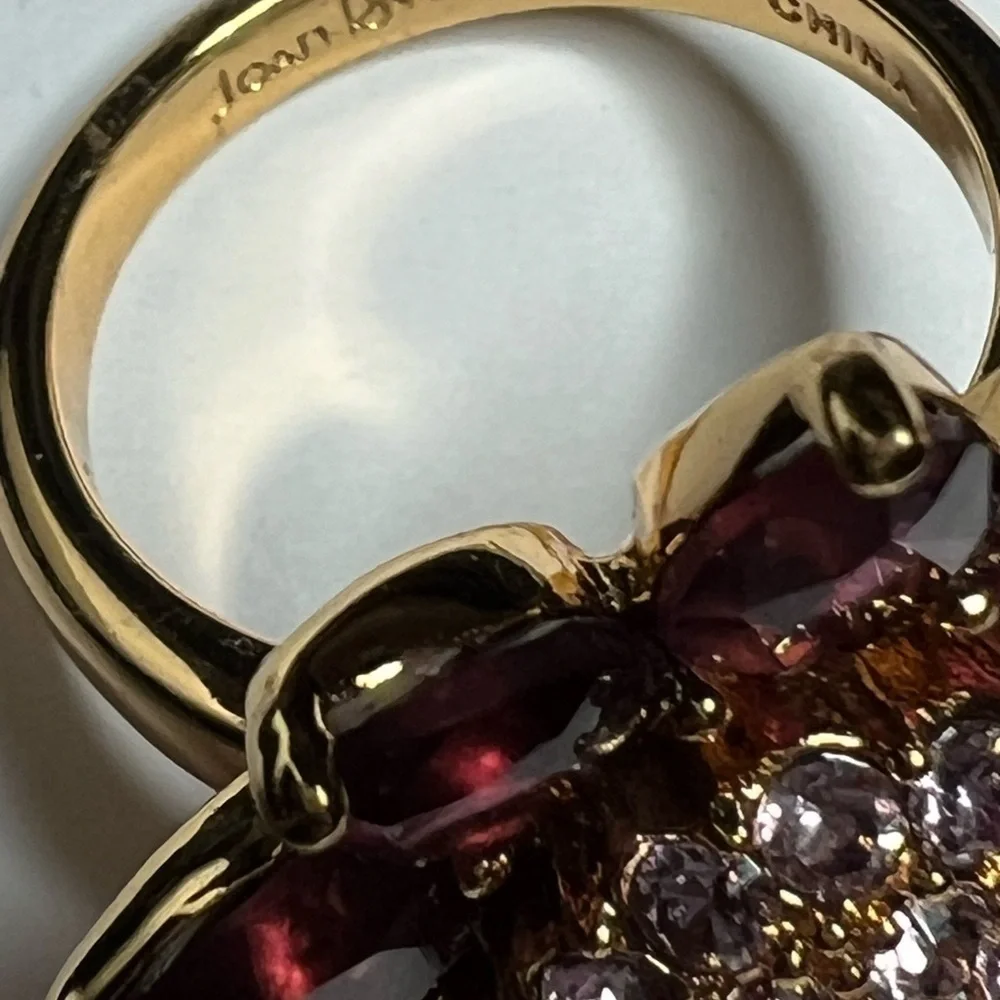 Joan Rivers Purple Rhinestone Flower Ring Size 10 - Picture 3 of 8